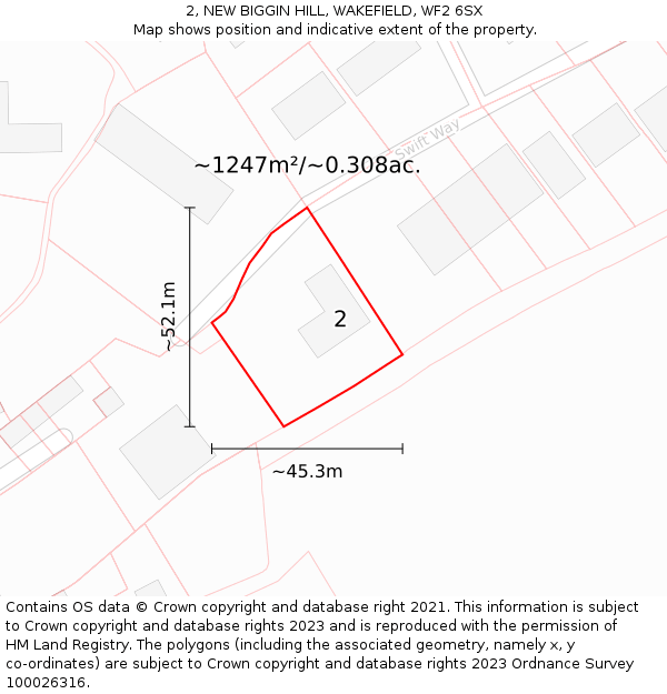2, NEW BIGGIN HILL, WAKEFIELD, WF2 6SX: Plot and title map