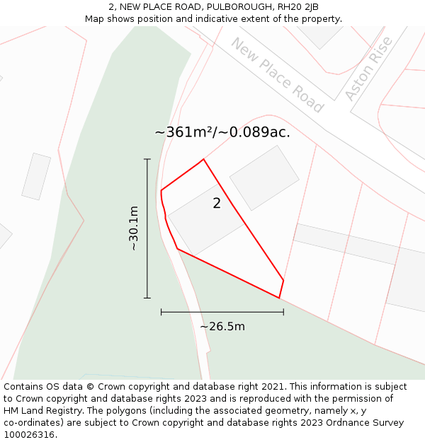 2, NEW PLACE ROAD, PULBOROUGH, RH20 2JB: Plot and title map