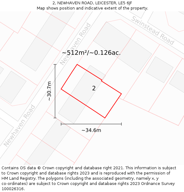 2, NEWHAVEN ROAD, LEICESTER, LE5 6JF: Plot and title map