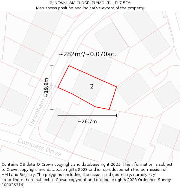2, NEWNHAM CLOSE, PLYMOUTH, PL7 5EA: Plot and title map