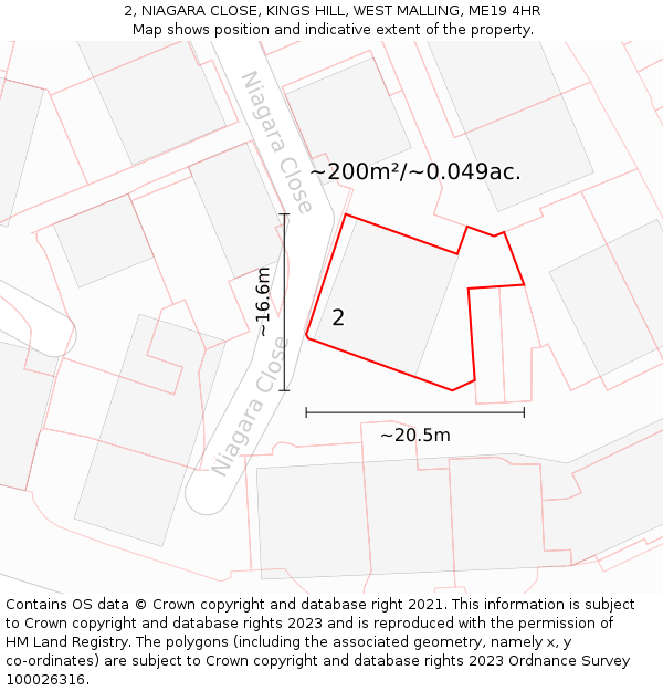 2, NIAGARA CLOSE, KINGS HILL, WEST MALLING, ME19 4HR: Plot and title map