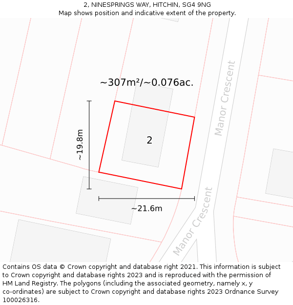 2, NINESPRINGS WAY, HITCHIN, SG4 9NG: Plot and title map