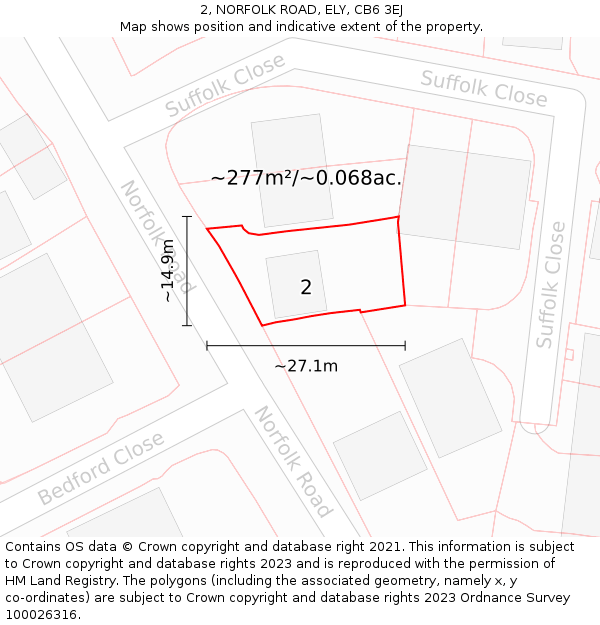 2, NORFOLK ROAD, ELY, CB6 3EJ: Plot and title map