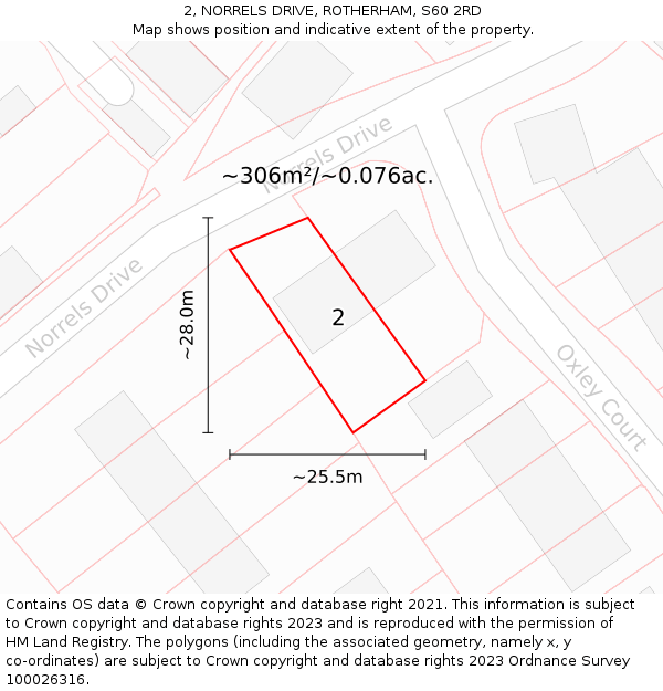 2, NORRELS DRIVE, ROTHERHAM, S60 2RD: Plot and title map