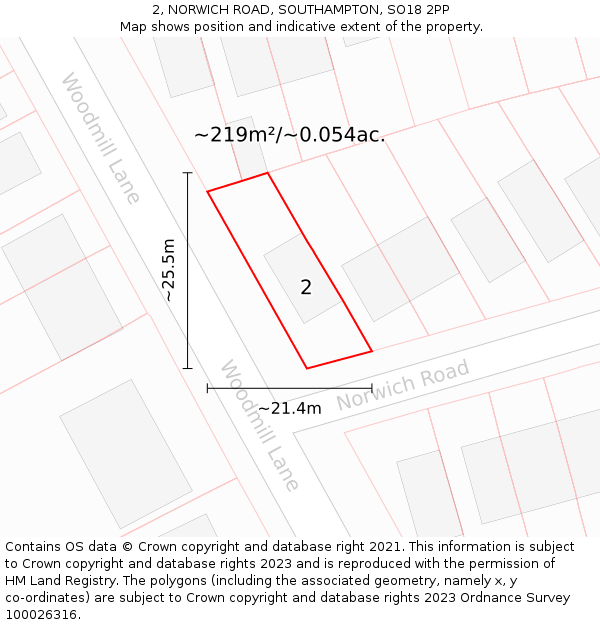 2, NORWICH ROAD, SOUTHAMPTON, SO18 2PP: Plot and title map