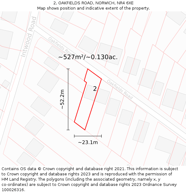 2, OAKFIELDS ROAD, NORWICH, NR4 6XE: Plot and title map