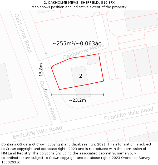 2, OAKHOLME MEWS, SHEFFIELD, S10 3FX: Plot and title map
