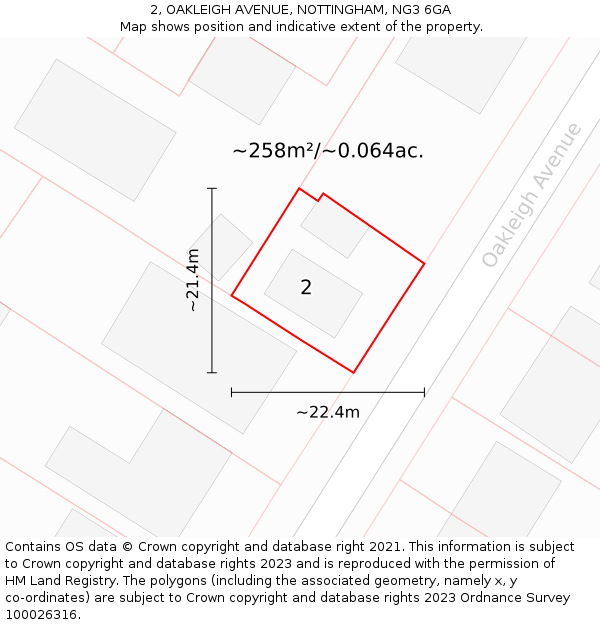 2, OAKLEIGH AVENUE, NOTTINGHAM, NG3 6GA: Plot and title map