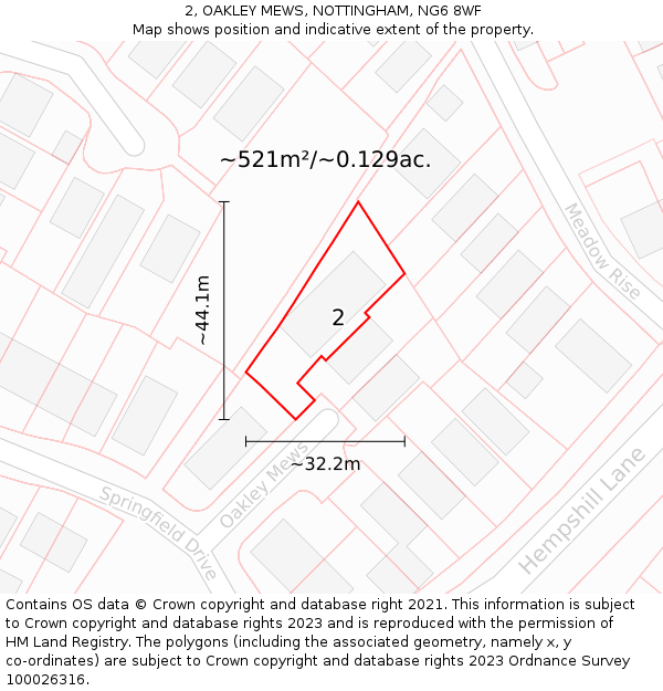 2, OAKLEY MEWS, NOTTINGHAM, NG6 8WF: Plot and title map