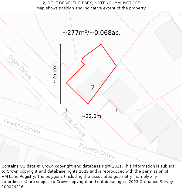 2, OGLE DRIVE, THE PARK, NOTTINGHAM, NG7 1ES: Plot and title map