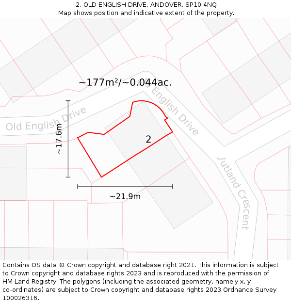 2, OLD ENGLISH DRIVE, ANDOVER, SP10 4NQ: Plot and title map