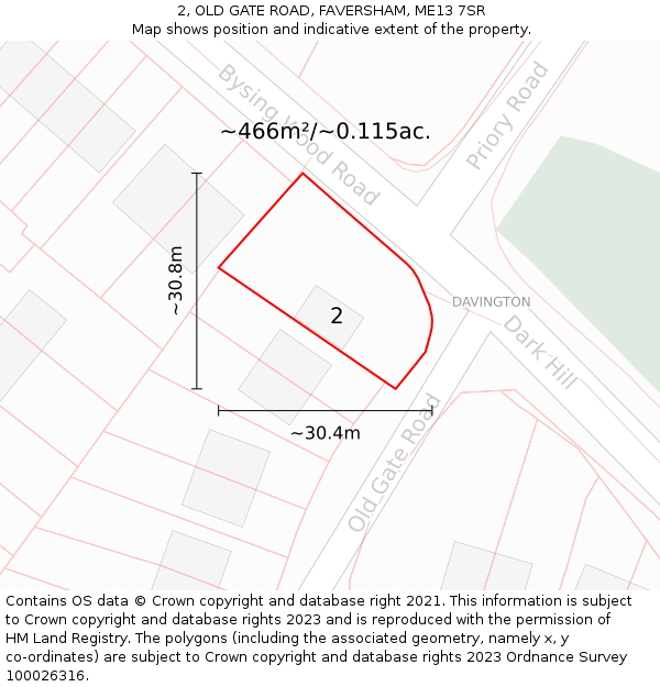 2, OLD GATE ROAD, FAVERSHAM, ME13 7SR: Plot and title map