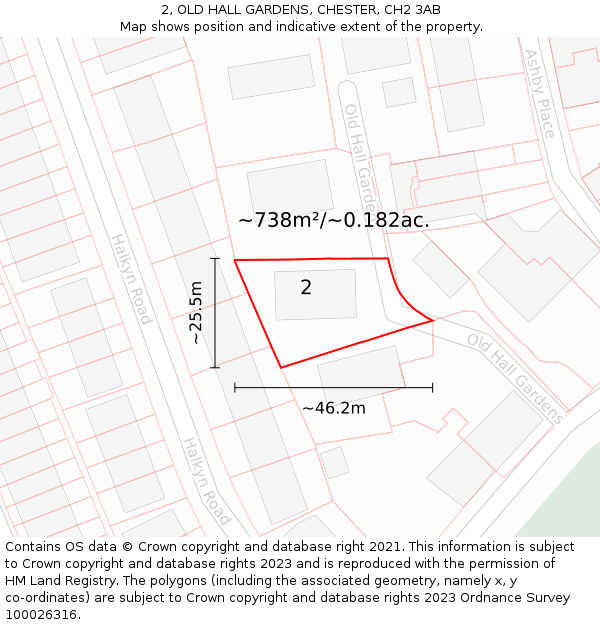 2, OLD HALL GARDENS, CHESTER, CH2 3AB: Plot and title map