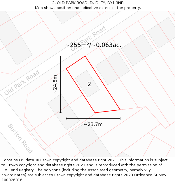 2, OLD PARK ROAD, DUDLEY, DY1 3NB: Plot and title map