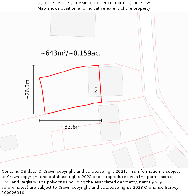 2, OLD STABLES, BRAMPFORD SPEKE, EXETER, EX5 5DW: Plot and title map