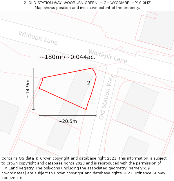 2, OLD STATION WAY, WOOBURN GREEN, HIGH WYCOMBE, HP10 0HZ: Plot and title map
