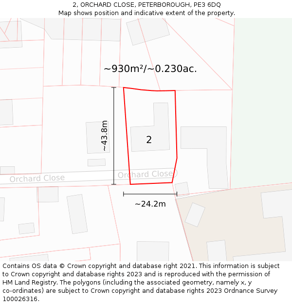 2, ORCHARD CLOSE, PETERBOROUGH, PE3 6DQ: Plot and title map