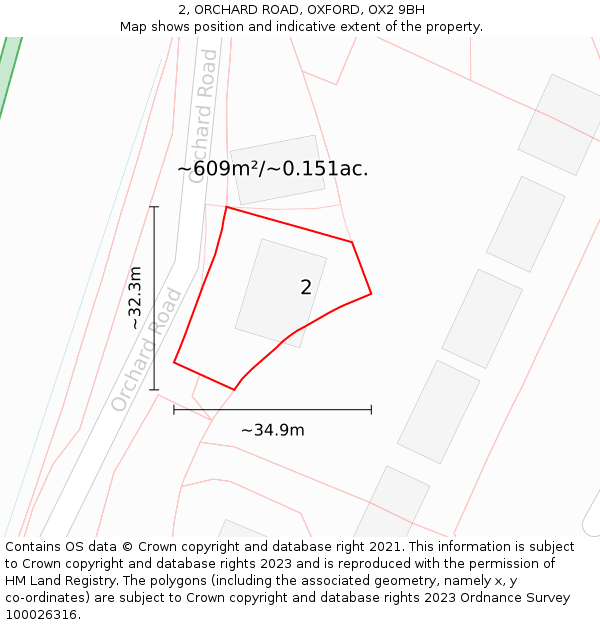 2, ORCHARD ROAD, OXFORD, OX2 9BH: Plot and title map