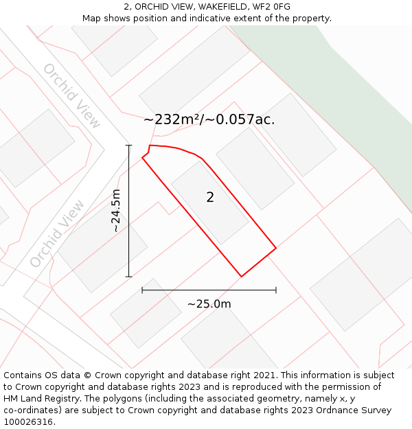 2, ORCHID VIEW, WAKEFIELD, WF2 0FG: Plot and title map