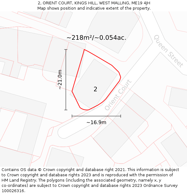 2, ORIENT COURT, KINGS HILL, WEST MALLING, ME19 4JH: Plot and title map