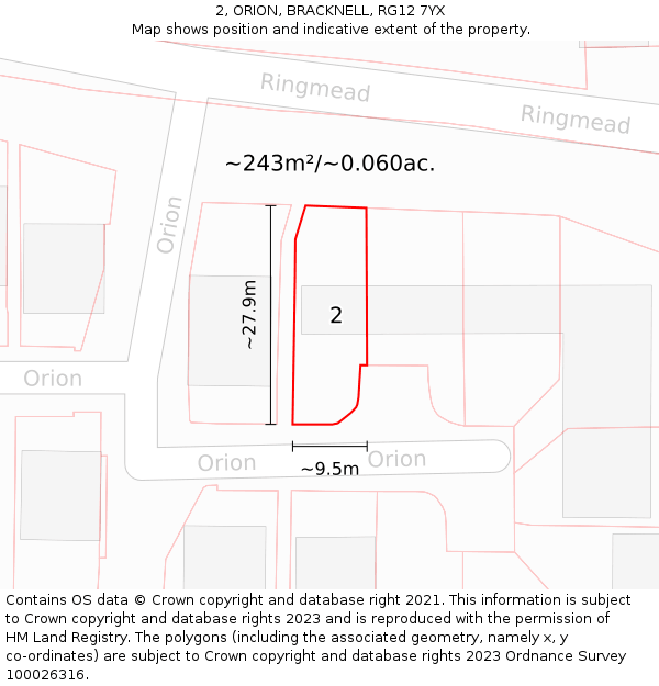 2, ORION, BRACKNELL, RG12 7YX: Plot and title map