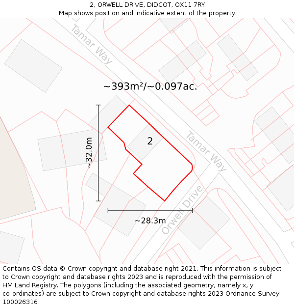 2, ORWELL DRIVE, DIDCOT, OX11 7RY: Plot and title map