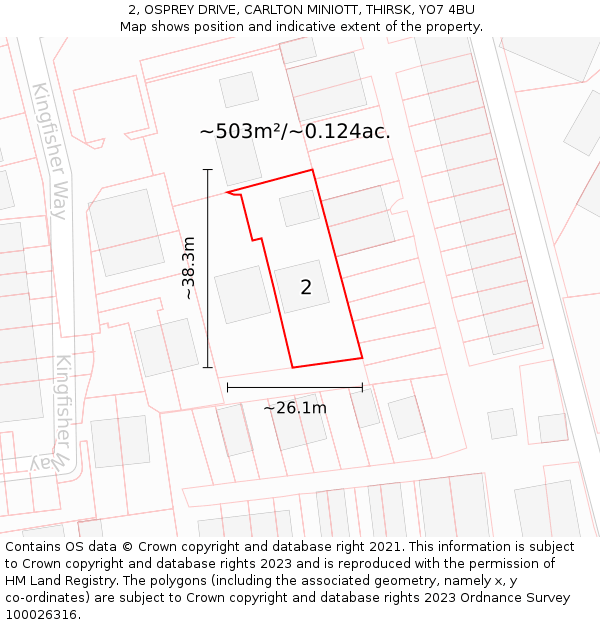 2, OSPREY DRIVE, CARLTON MINIOTT, THIRSK, YO7 4BU: Plot and title map