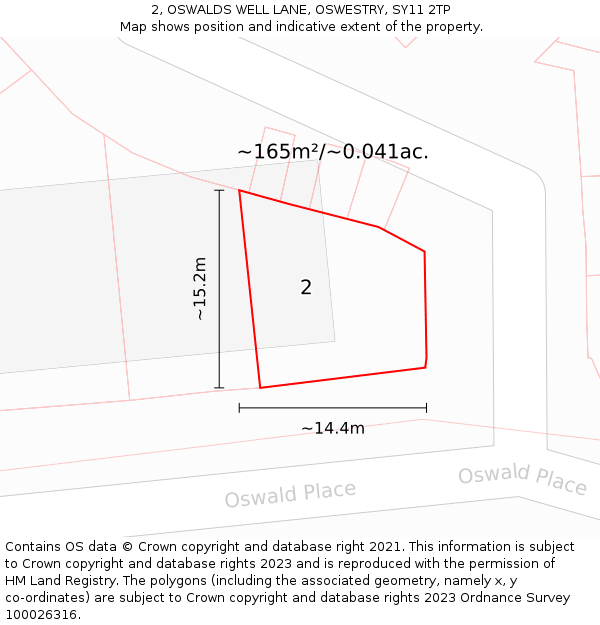 2, OSWALDS WELL LANE, OSWESTRY, SY11 2TP: Plot and title map