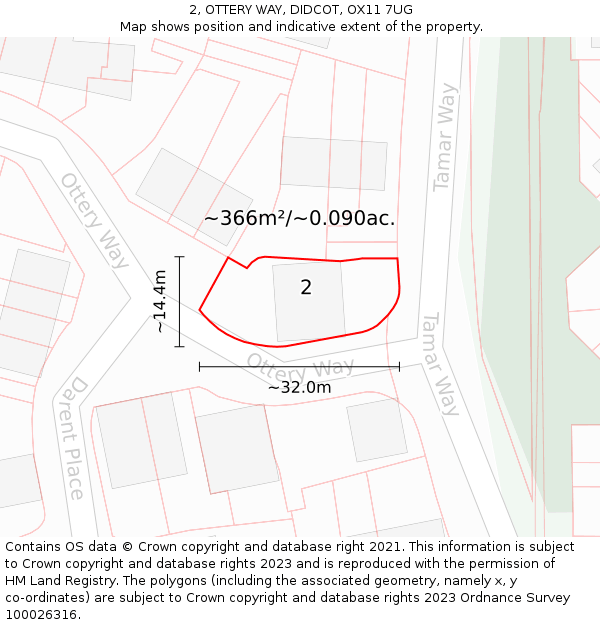 2, OTTERY WAY, DIDCOT, OX11 7UG: Plot and title map