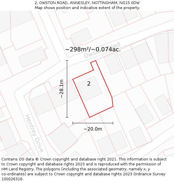 2, OWSTON ROAD, ANNESLEY, NOTTINGHAM, NG15 0DW: Plot and title map