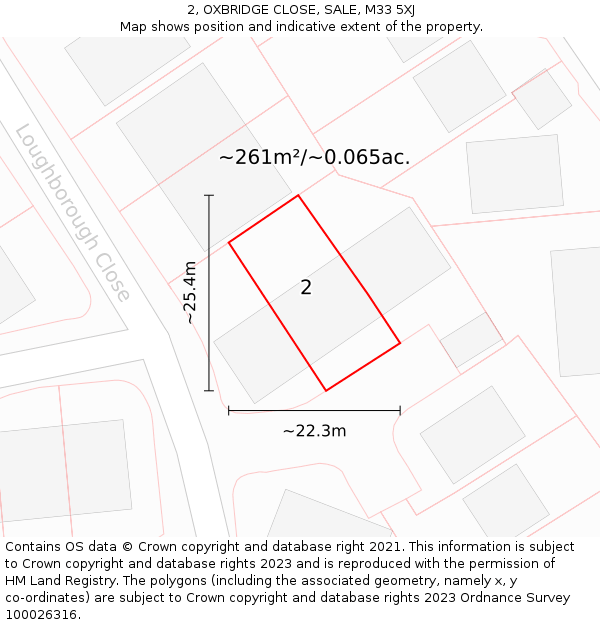 2, OXBRIDGE CLOSE, SALE, M33 5XJ: Plot and title map