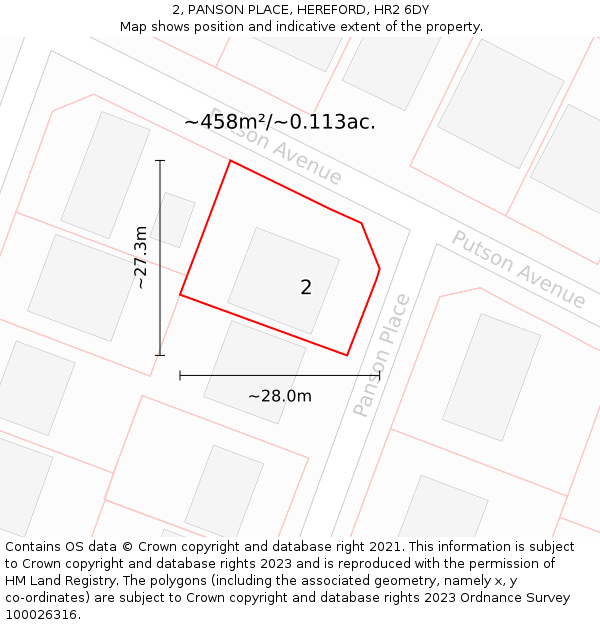 2, PANSON PLACE, HEREFORD, HR2 6DY: Plot and title map