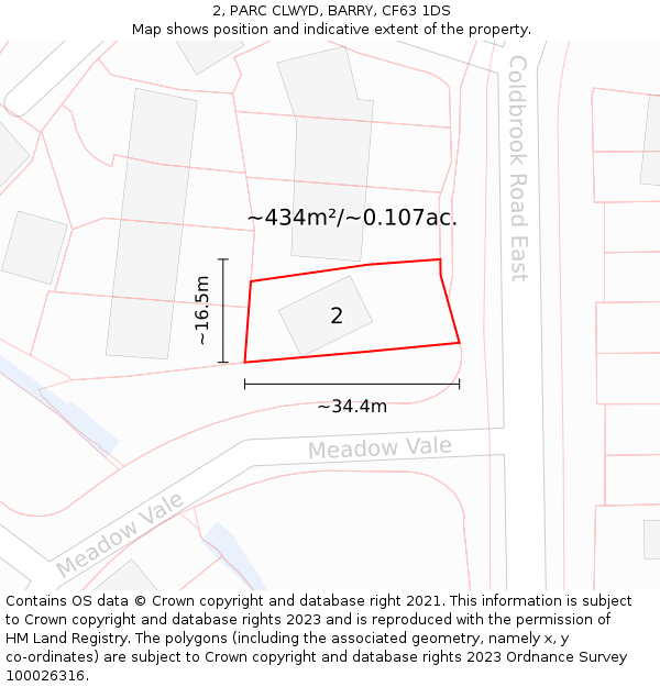 2, PARC CLWYD, BARRY, CF63 1DS: Plot and title map