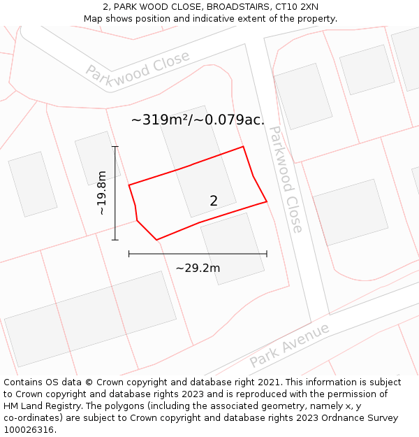 2, PARK WOOD CLOSE, BROADSTAIRS, CT10 2XN: Plot and title map