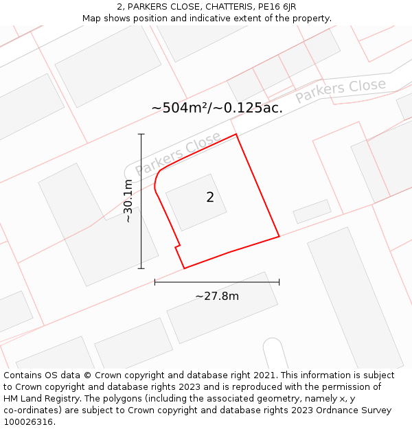 2, PARKERS CLOSE, CHATTERIS, PE16 6JR: Plot and title map