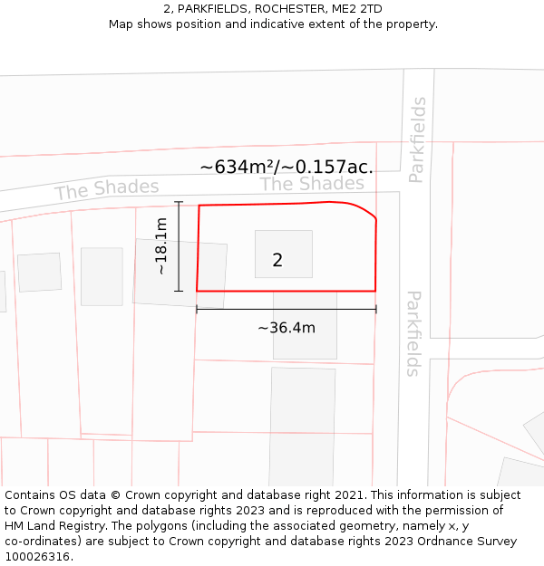 2, PARKFIELDS, ROCHESTER, ME2 2TD: Plot and title map
