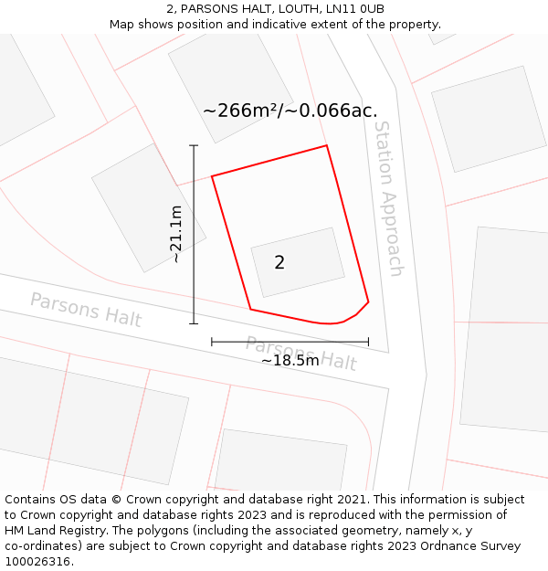 2, PARSONS HALT, LOUTH, LN11 0UB: Plot and title map