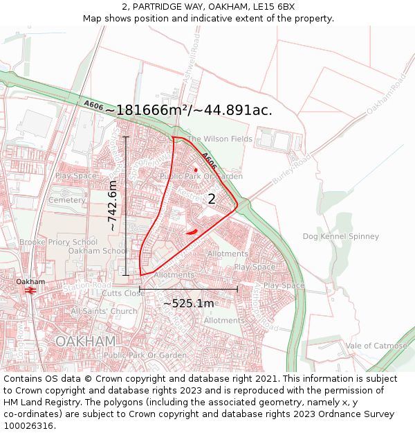 2, PARTRIDGE WAY, OAKHAM, LE15 6BX: Plot and title map