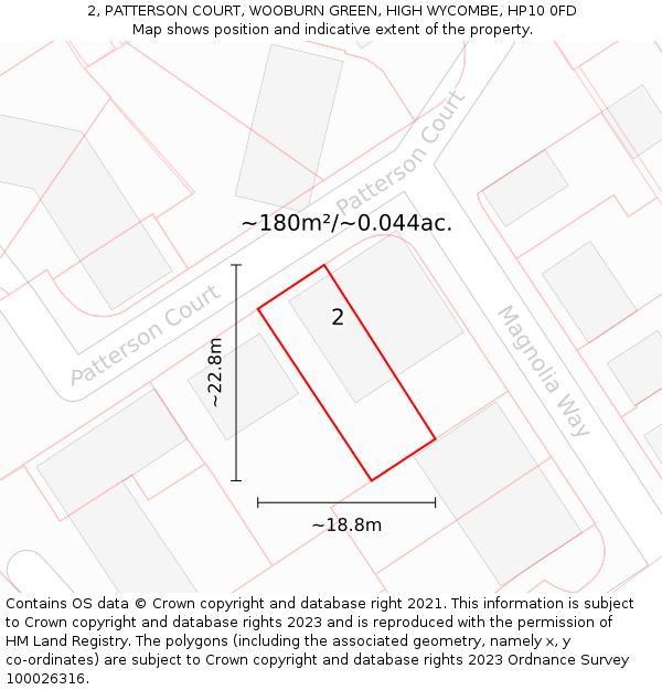 2, PATTERSON COURT, WOOBURN GREEN, HIGH WYCOMBE, HP10 0FD: Plot and title map