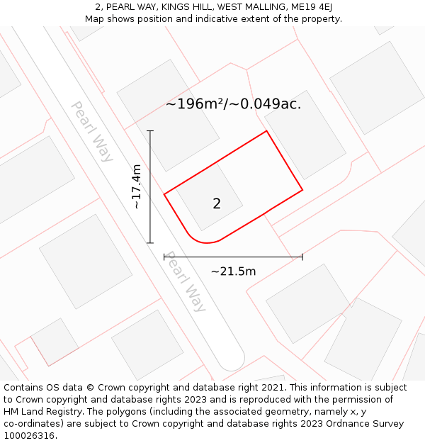 2, PEARL WAY, KINGS HILL, WEST MALLING, ME19 4EJ: Plot and title map