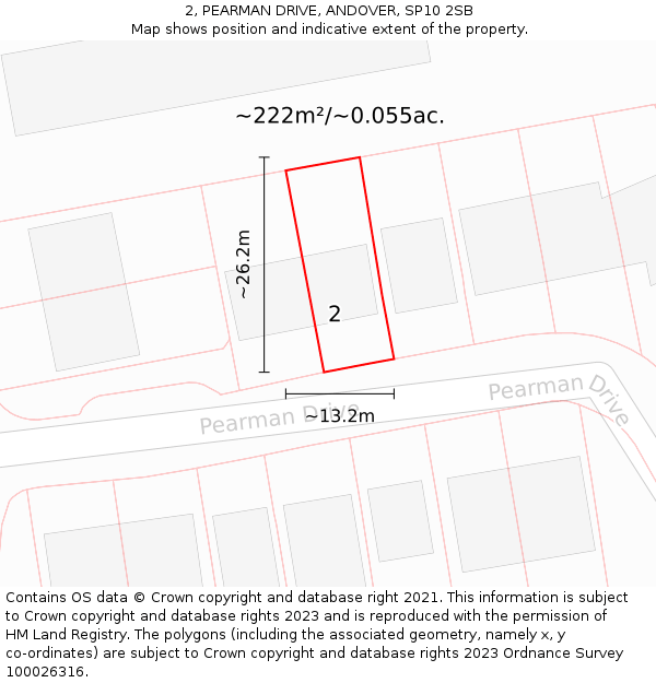 2, PEARMAN DRIVE, ANDOVER, SP10 2SB: Plot and title map