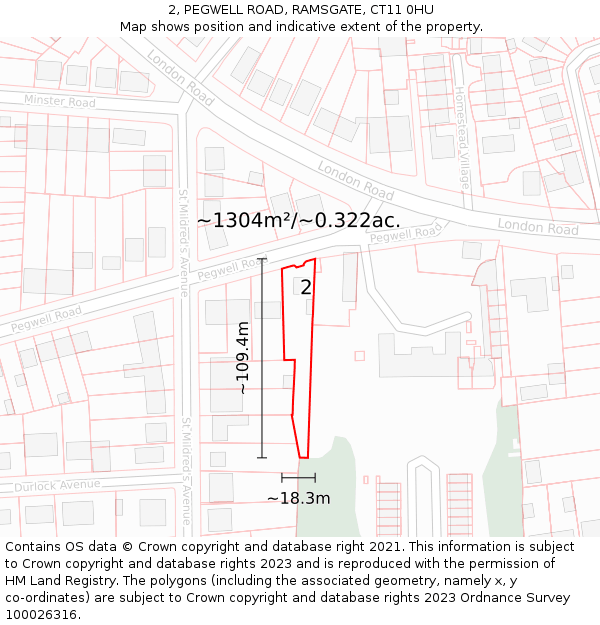 2, PEGWELL ROAD, RAMSGATE, CT11 0HU: Plot and title map