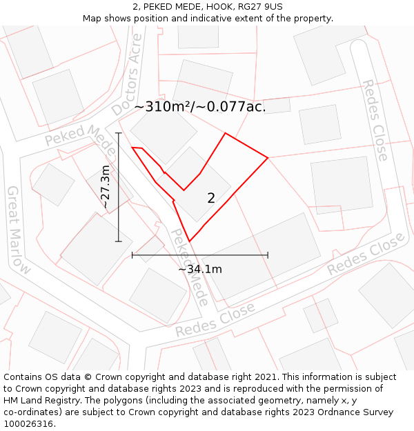 2, PEKED MEDE, HOOK, RG27 9US: Plot and title map