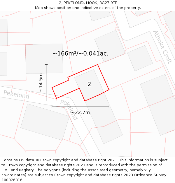 2, PEKELOND, HOOK, RG27 9TF: Plot and title map