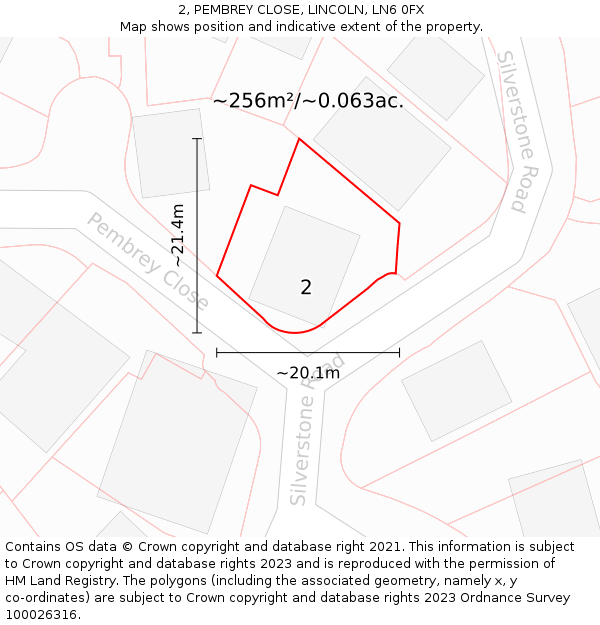 2, PEMBREY CLOSE, LINCOLN, LN6 0FX: Plot and title map