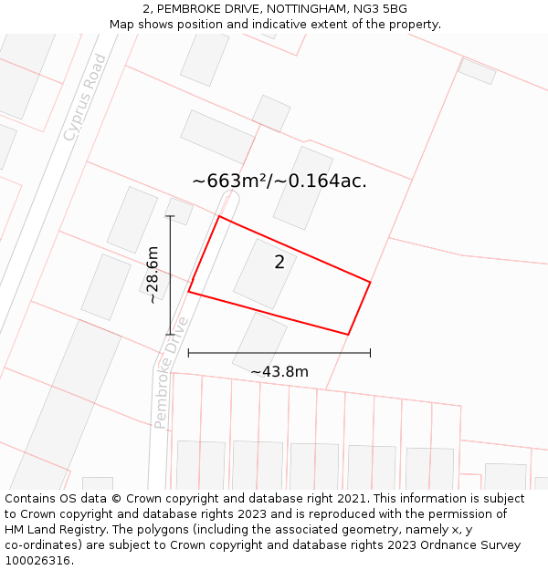 2, PEMBROKE DRIVE, NOTTINGHAM, NG3 5BG: Plot and title map