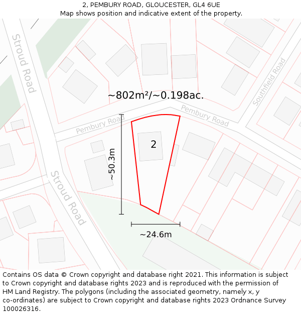 2, PEMBURY ROAD, GLOUCESTER, GL4 6UE: Plot and title map