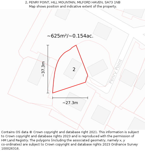 2, PENRY POINT, HILL MOUNTAIN, MILFORD HAVEN, SA73 1NB: Plot and title map