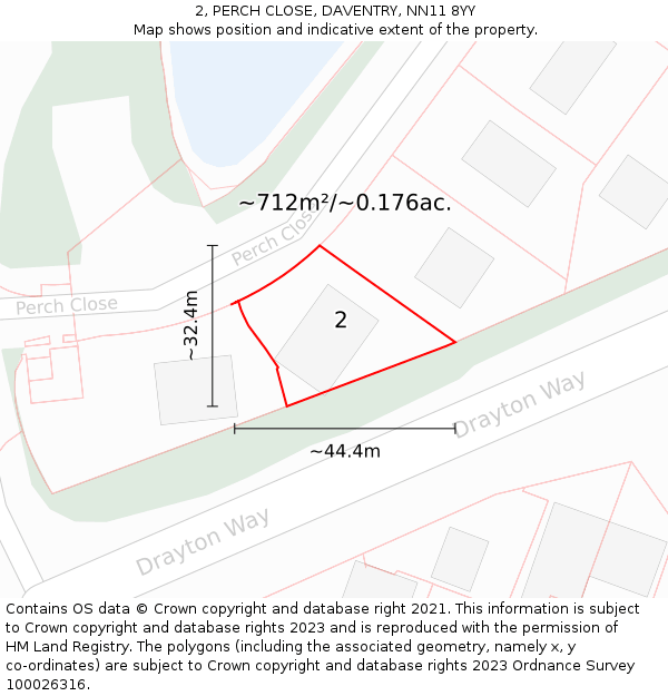 2, PERCH CLOSE, DAVENTRY, NN11 8YY: Plot and title map