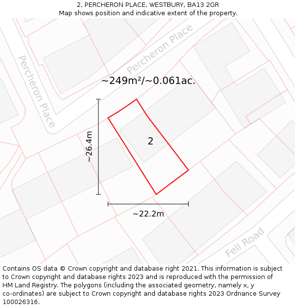 2, PERCHERON PLACE, WESTBURY, BA13 2GR: Plot and title map